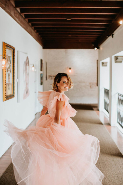 pink tulle wedding dress