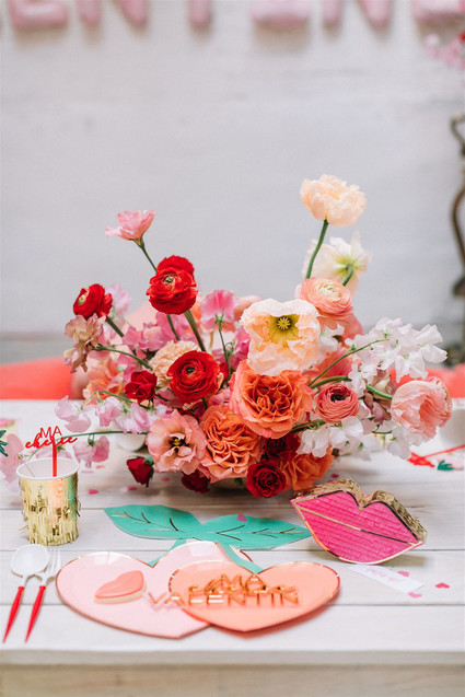 Red centerpiece for Valentine's florals