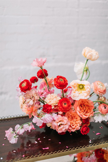 Red centerpiece for Valentine's florals
