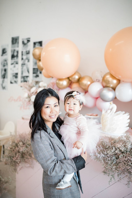 Pink Swan-themed 1st birthday