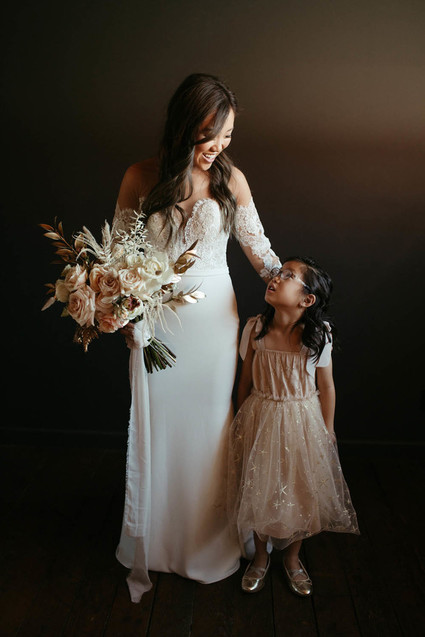 bride and flower girl