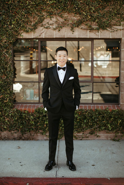 black tux groom