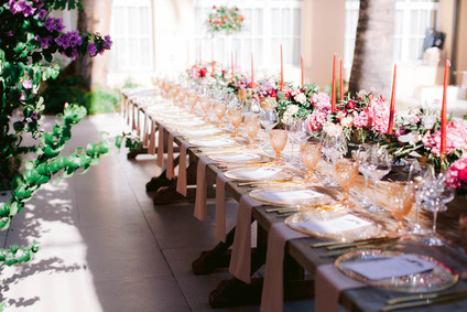 burgundy and blush tablescape