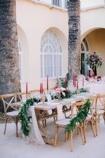 burgundy and blush tablescape