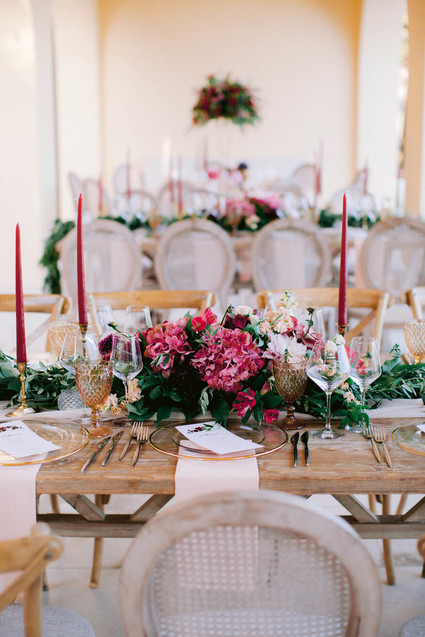 burgundy and blush tablescape