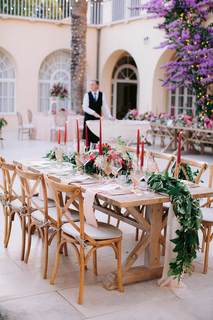 burgundy and blush tablescape