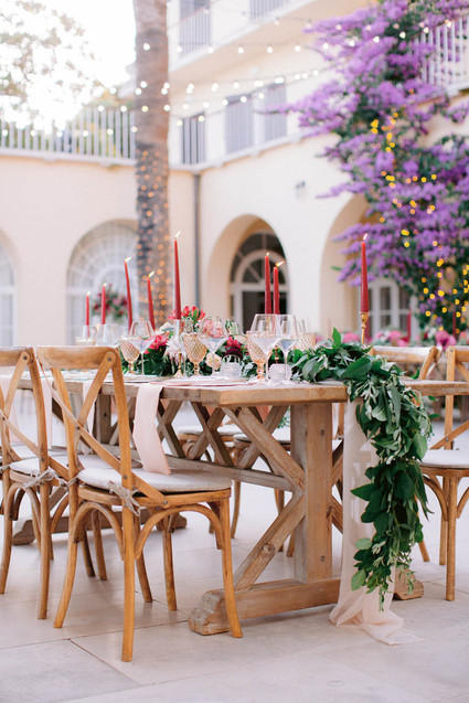 burgundy and blush tablescape