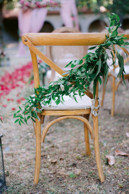 greenery for ceremony chairs