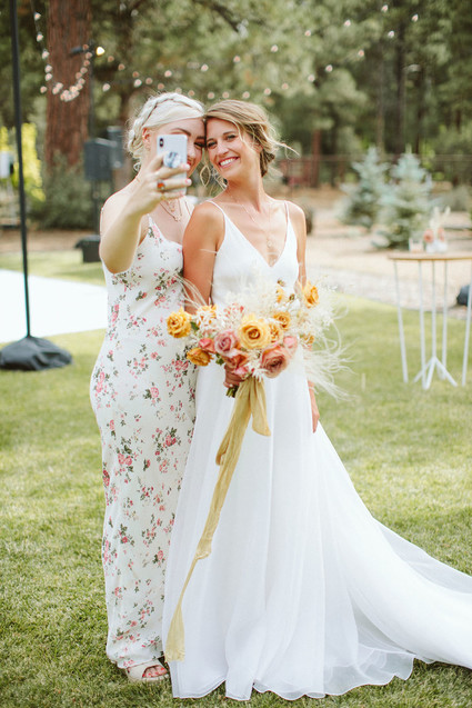 mismatched floral bridesmaids