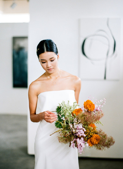 bright orange wedding bouquet