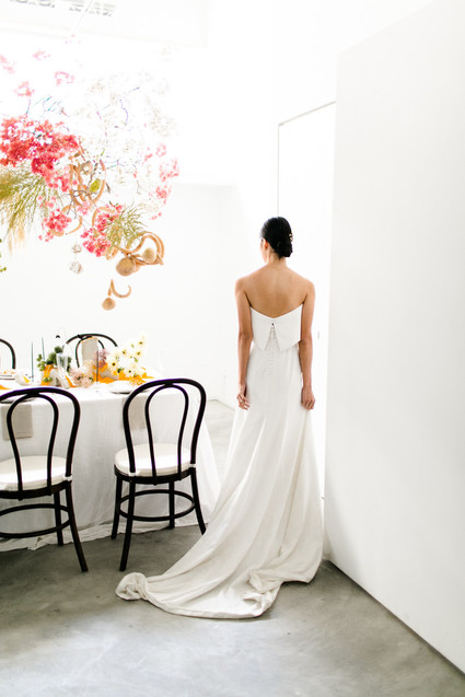 button strapless wedding dress