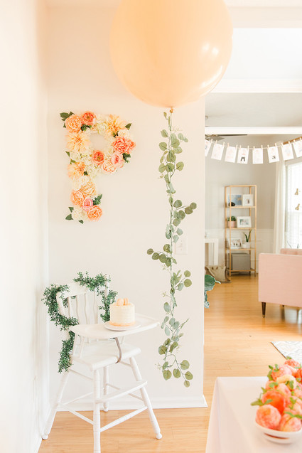 peach themed 1st birthday party