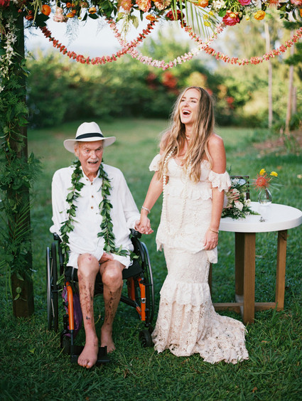 Ram Dass officiated this coupleâ€™s bohemian Maui wedding
