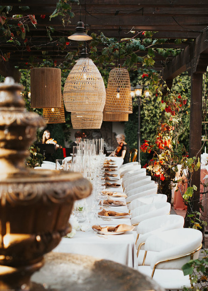 neutral tablescape with lanterns