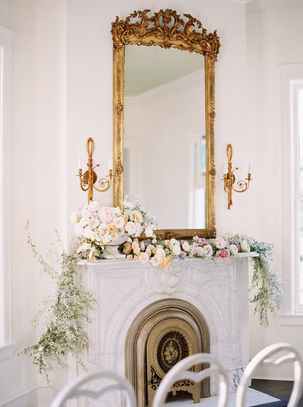 soft spring flowers on mantel