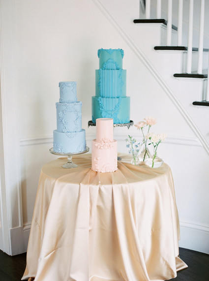 pastel color block wedding cake