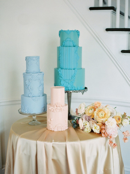 pastel color block wedding cake
