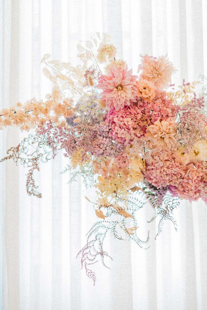 floating pink floral installation