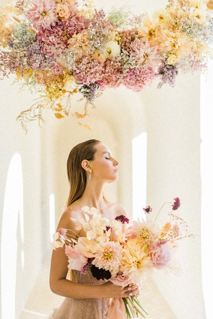 floating pink floral installation