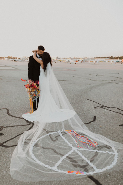 peace sign bridal veil