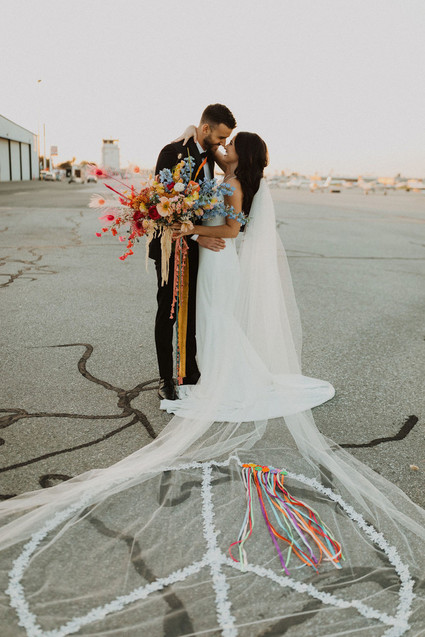 peace sign bridal veil