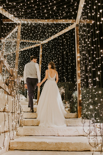 wedding reception tunnel of lights