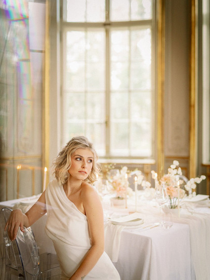 white and blush wedding tablescape