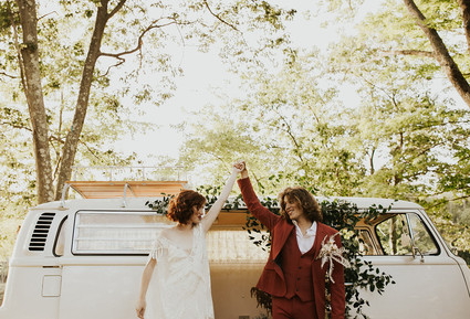 floral greenery vw van for elopement