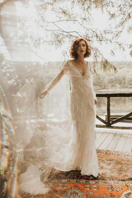 romantic bridal gown for fall wedding