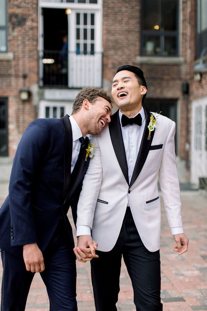modern black and white gay wedding