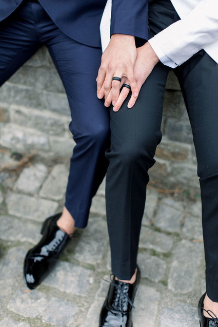 modern black and white gay wedding