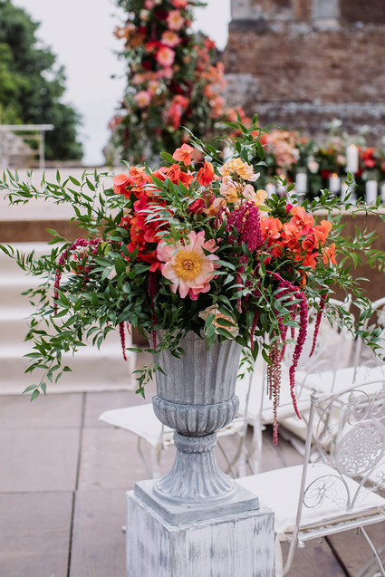 coral charm peonies at ceremony