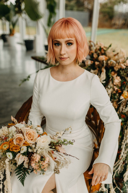 bride with pink hair