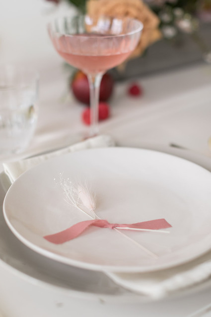 pink and white place setting