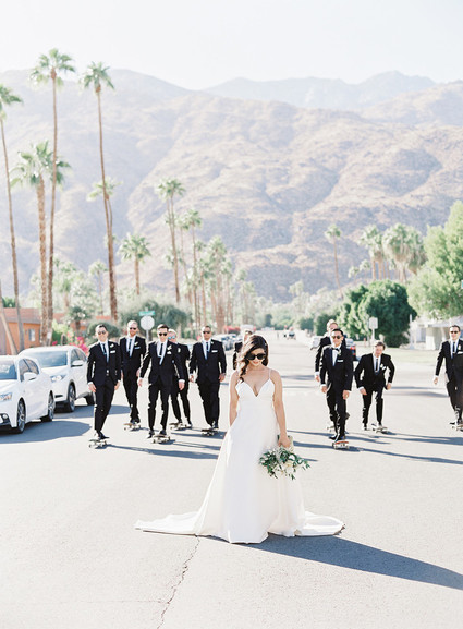 Formal black and white Palm Springs wedding