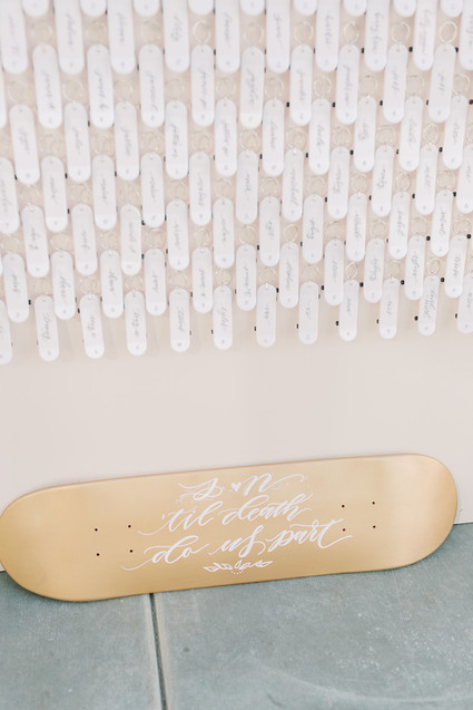 wedding calligraphy on skateboards