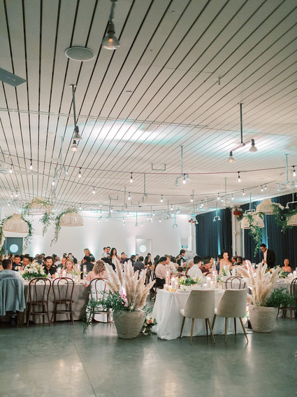 Green and white wedding reception
