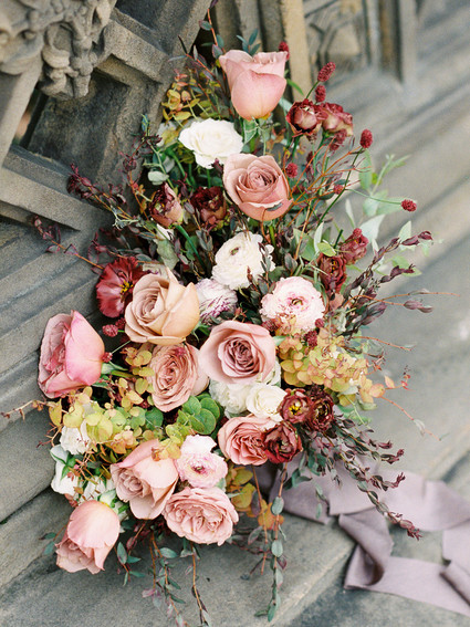 Fall bridal bouquet with roses