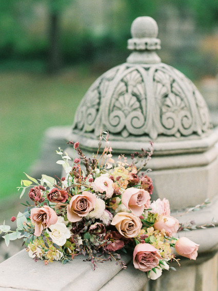 Fall bridal bouquet with roses