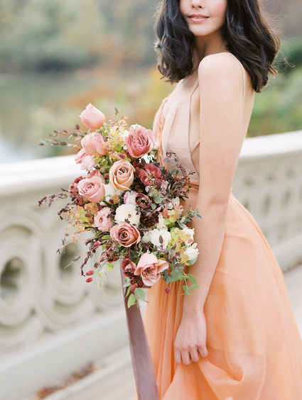 Fall bridal bouquet with roses