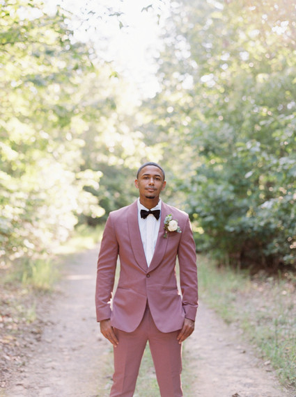 Mauve grooms suit
