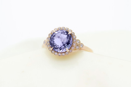 Purple sapphire engagement ring