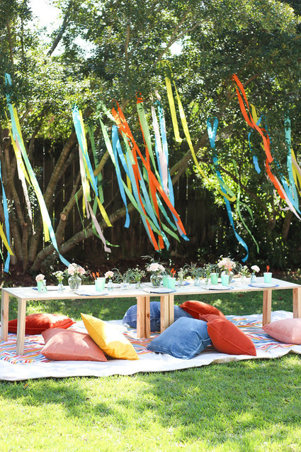 Groovy rainbow themed second birthday party